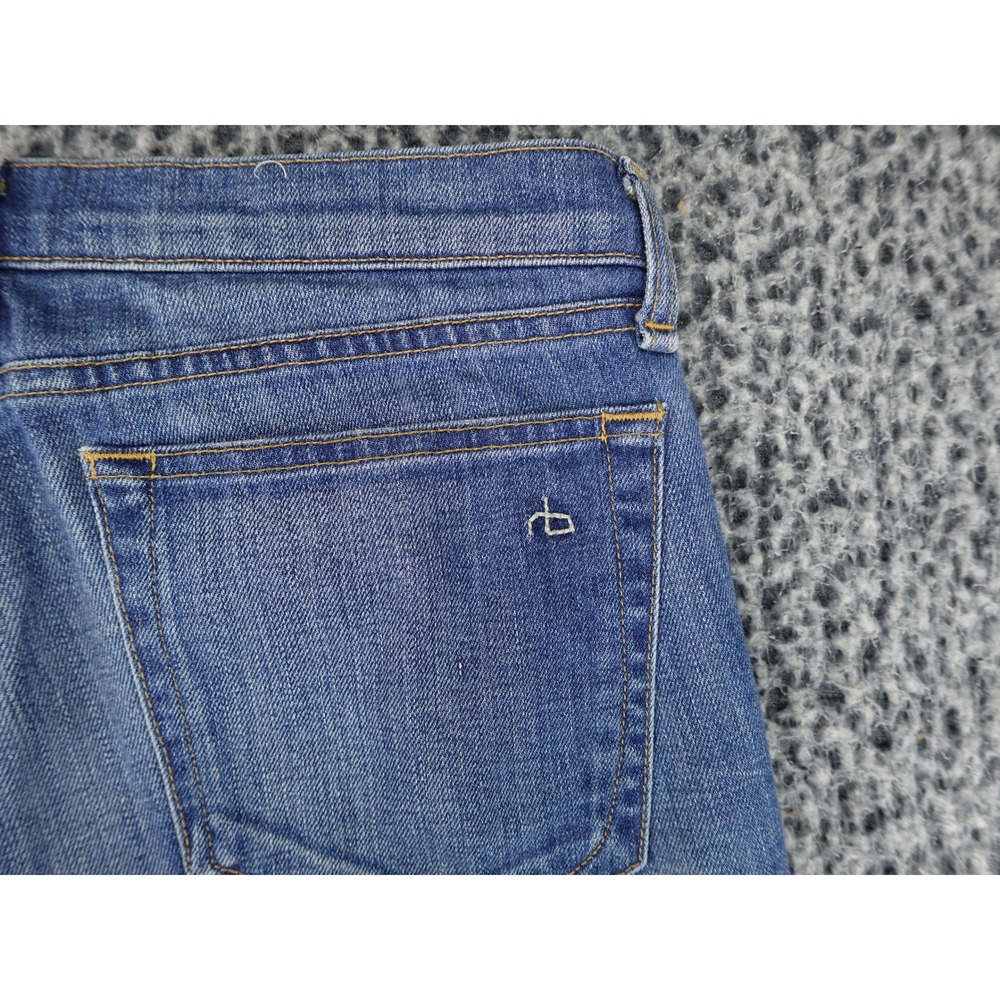 Rag & Bone Dre Slim Boyfriend Jeans Womens 27 Blue Raw Hem Distressed - Picture 13 of 14